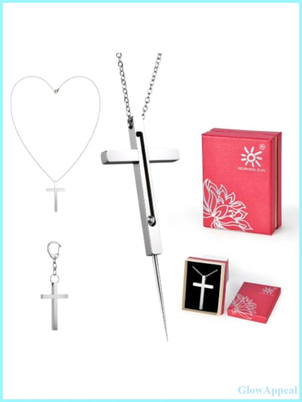 Self Defense Cross Necklace Stainless Steel Safety Pendant for Women